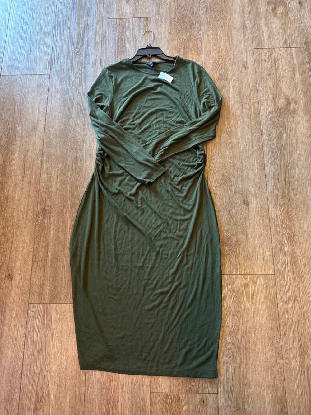 Women’s Olive Green Long Sleeve Midi Dress